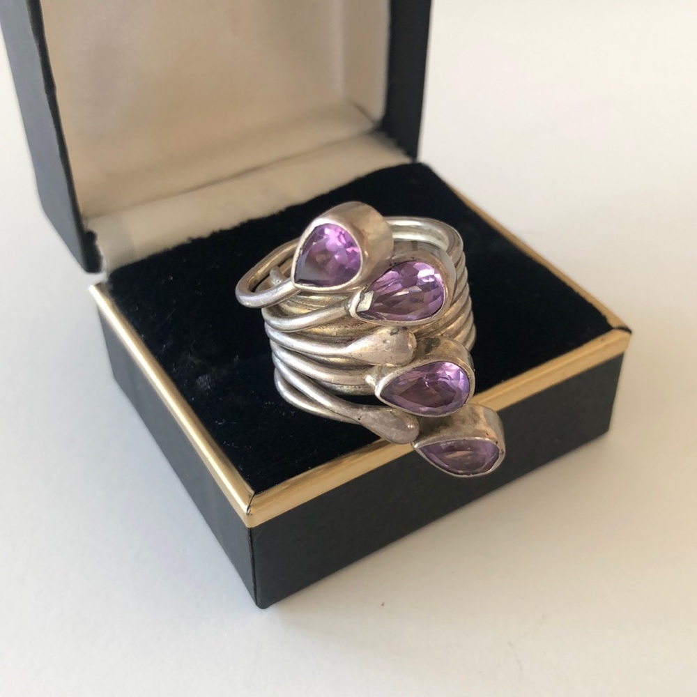 Silver Amethyst women ring size 8